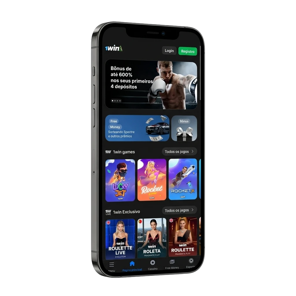 Aplicativo 1win para Android e iOS com bônus de boas-vindas, apostas esportivas e cassino ao vivo no celular