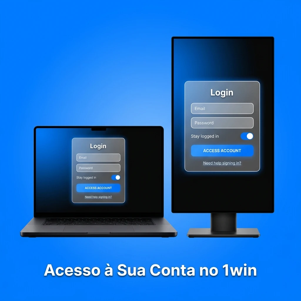 Tela de login do 1win com campos de e-mail e senha para acessar conta e painel principal