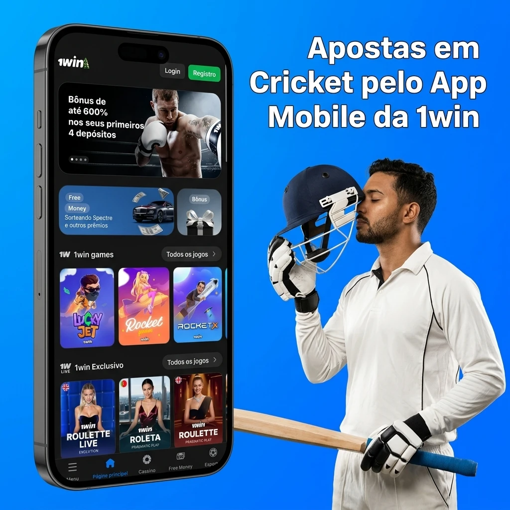 App mobile 1win para apostas em cricket no Android e iOS com mercados ao vivo e pré-jogo