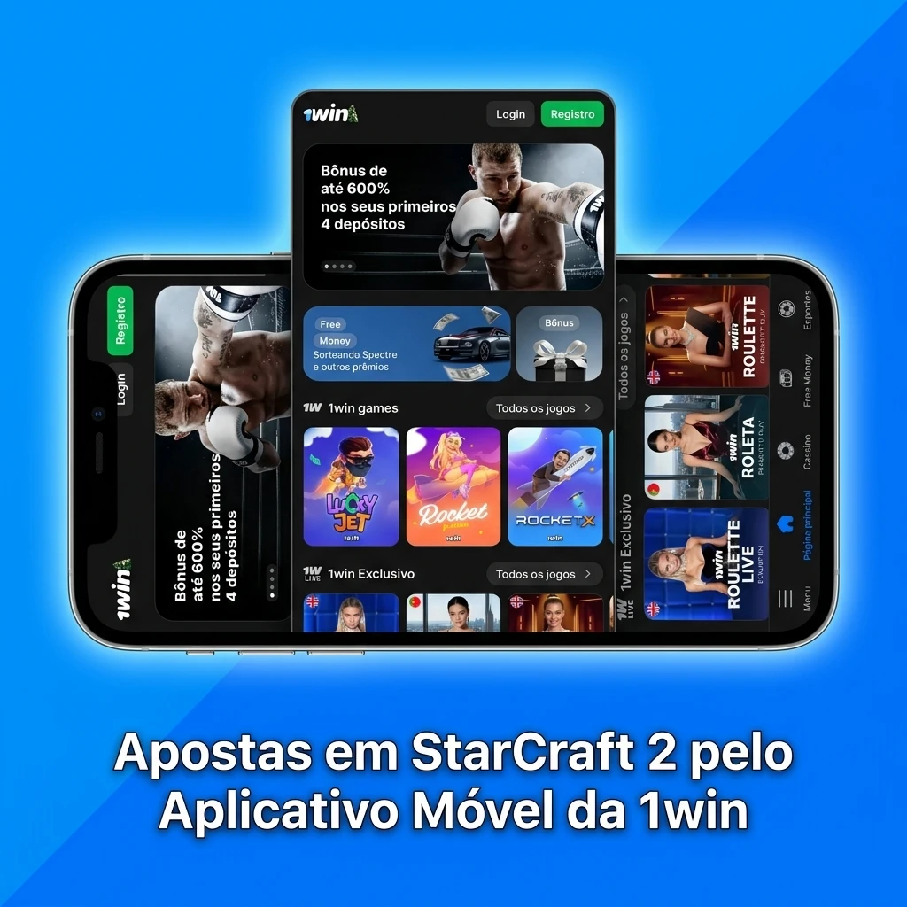 Aplicativo móvel da 1win para apostas em StarCraft 2 com odds ao vivo e acesso completo pelo celular