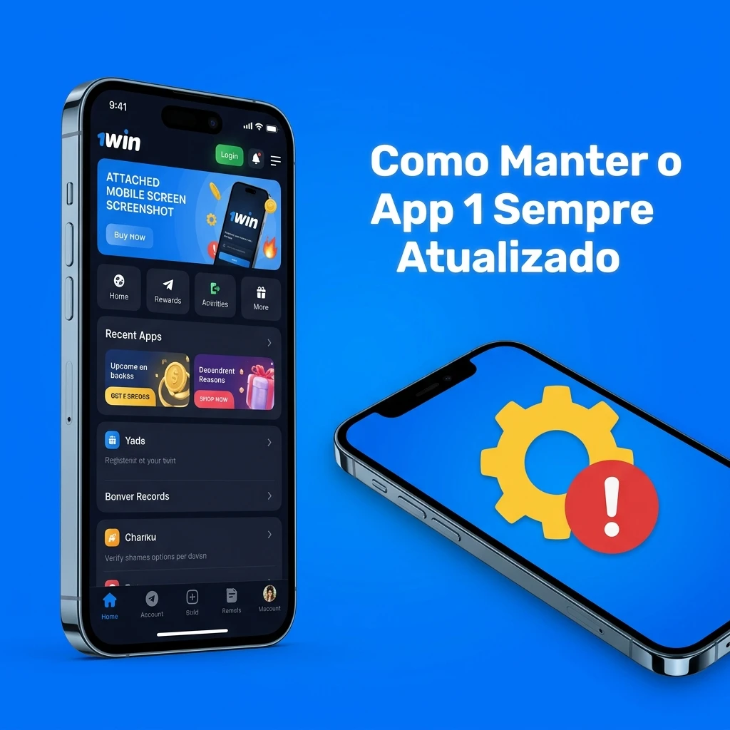 Tela do app 1win no iOS sendo atualizado automaticamente com conexão à internet estável