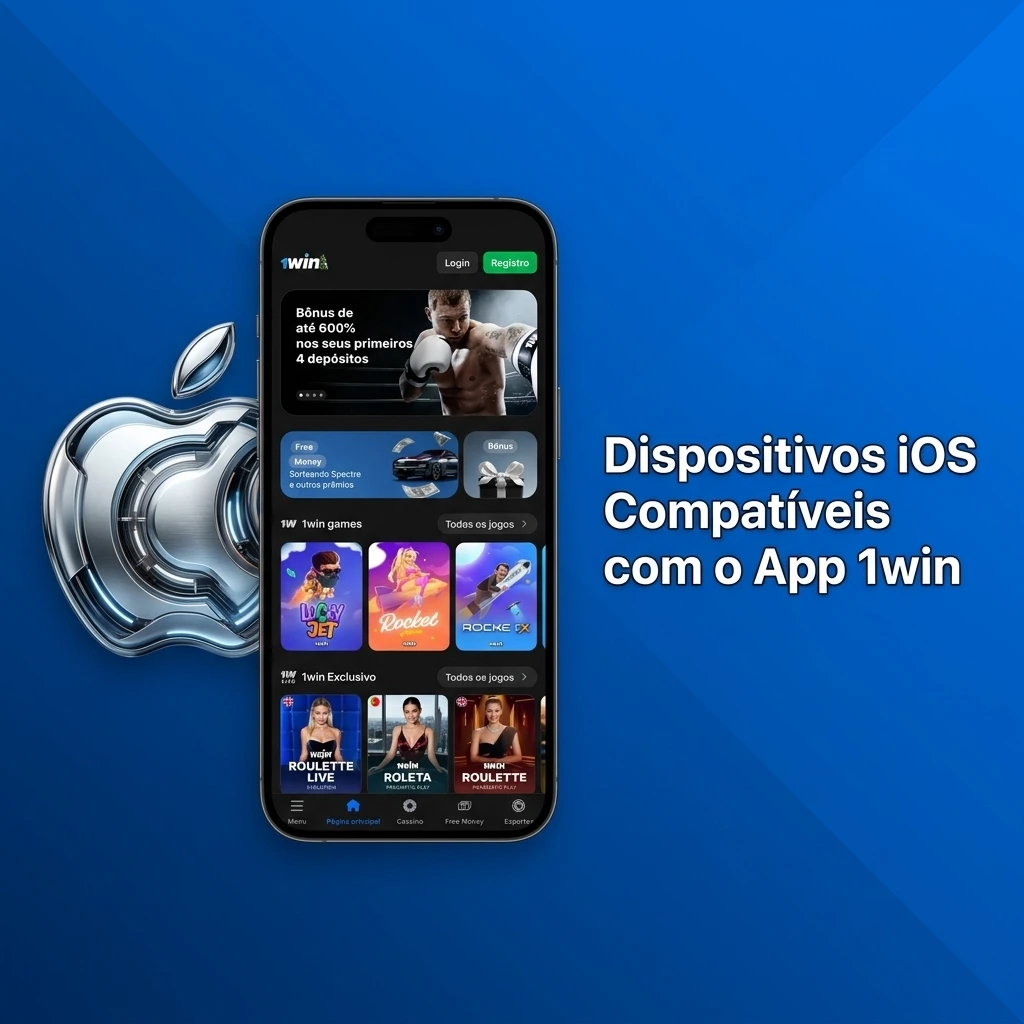 Lista de dispositivos iOS compatíveis com app 1win, incluindo iPhone SE, XR, XS ao 15 Pro Max, iPad Air e Pro, iPod Touch