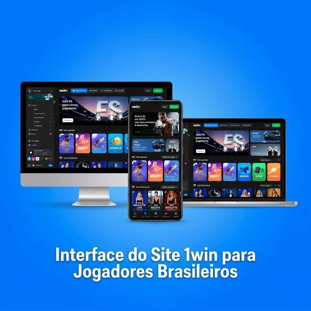 Interface do site 1win com menu de navegação para apostas esportivas, cassino e promoções para jogadores brasileiros